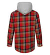 Thumbnail Pepper red checked hooded flannel shirt, back view.